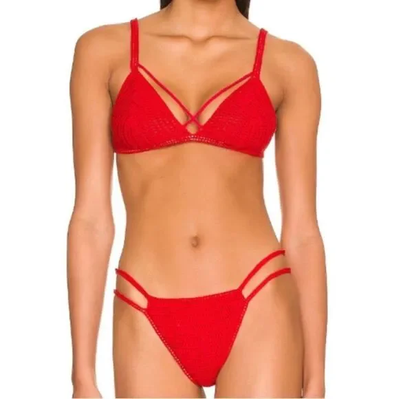 Maiya Paris Lili Top & Bottom Bikini Set Color Cerise Size Large New In Package